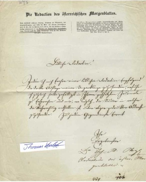 JOHANN NEPOMUK VOGL (1802-66) österreichischer Schriftsteller, Lyriker und Publizist volkstümlicher Lieder, vertont von u. a. Carl Loewe, Franz von Suppè sowie Carl Gottfried Salzmann und Franz Schubert, sogenannte Wiener Spätromantik