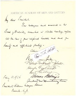 AMERICAN ACADEMY OF ARTS AND LETTERS - NICHOLAS MURRAY BUTLER (1862-1947) US-amerikanischer Philosoph und Publizist. Er bekam 1931 gemeinsam mit Jane Addams den Friedensnobelpreis für seinen Einsatz für den Briand-Kellogg-Pakt