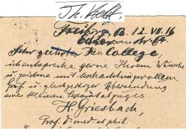 HERMANN GRIESBACH (1854-1941) Professor Dr.med.phil., deutscher Naturwissenschaftler u. a. auf den Gebieten der Medizin und Zoologie. Neben seinen histologischen Studien hat er durch seine Arbeiten und Initiativen auf den Gebieten der Schulgesundheitspflege (Schulhygiene) und Arbeitsschutz / Arbeitssicherheit (Gewerbehygiene) diese Fächer maßgeblich geprägt. / german doctor and bacteriologist