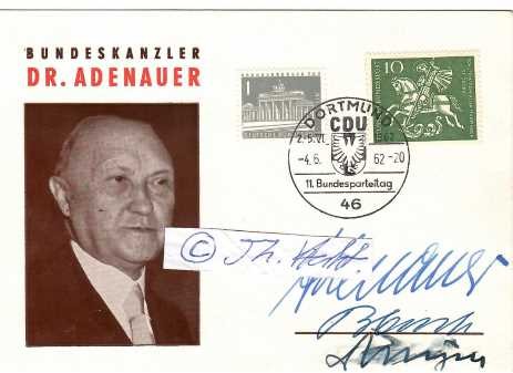 KONRAD ADENAUER (1876-1967) Dr., 1. BUNDESKANZLER der Bundesrepublik Deutschland u.a.