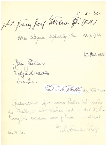 TARACHAND ROY (1890-1964) Indologe an deutschen Universitäten)