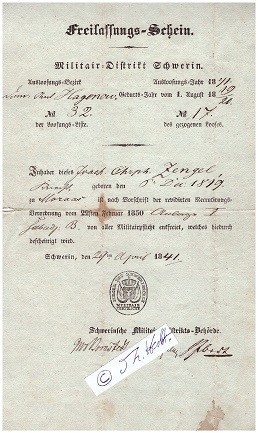 SCHWERINISCHE MILITAIR-DISTRIKTS-BEHÖRDE 1841