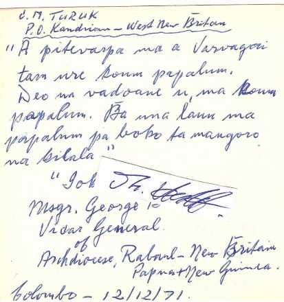 GEORGE TO BATA (1925-95) papua-neuguineischer Geistlicher und römisch-katholischer Weihbischof in Rabaul. Am 27. April 1978 ernannte ihn Papst Paul VI. zum Titularbischof von Saia Maior und zum Weihbischof in Rabaul.