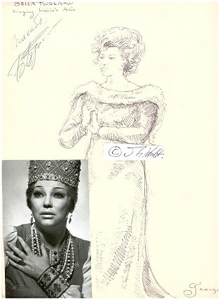 BELLA RUDENKO (Bela Andrejewna Rudenko, 1933–2021) sowjetische Opernsängerin, Sopran; GEORGE KRISHIZKI (1924-2001) russian-polish-american illustrator / artist