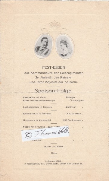 KAISERZEIT-MILITÄR, Kommandeure der Leibregimenter Sr. Majestät des Kaisers WILHELM II. und Ihrer Majestät der Kaiserin AUGUSTE VIKTORIA
