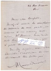 MARCEL PREVOST (1862-1941) französischer Romanautor und Dramatiker, 1909 Académie française. 1899 bis 1900 und 1903 bis 1906 war Prévost Vorsitzender der Autorenvereinigung Société des gens de lettres; von 1922 bis 1939 leitete er die Zeitschrift Revue de France.