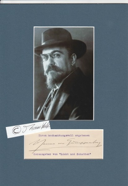 HANNS VON GUMPPENBERG (1866-1928) deutscher Dichter, Übersetzer, Kabarettist und Theaterkritiker, Mitbegründer des Münchner Kabaretts Die Elf Scharfrichter. Er benutzte die Pseudonyme Jodok und Professor Immanuel Tiefbohrer.