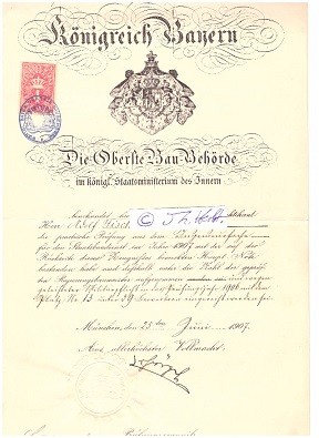 HANS VON SÖRGEL (Daten unbekannt) 1903-09 Leiter OBERSTE BAU-BEHÖRDE des KÖNIGREICH BAYERN, Vater von Herman Sörgel