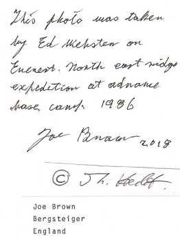 JOE BROWN (Joseph Brown, 1930-2020), CBE, britischer Kletterer und Bergsteiger. Ihm gelangen über 100 Erstbegehungen und die Einrichtung von mehr als 600 Kletterrouten in Europa, Afrika, Alaska, Südamerika und Asien. / british mountain climber