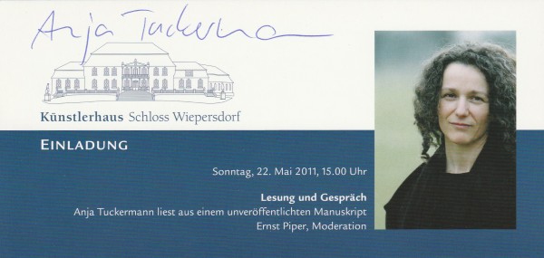 ANJA TUCKERMANN (1961) deutsche Autorin von Romanen, Erzählungen, Kinder- und Jugendbüchern und Theaterstücken und Journalistin