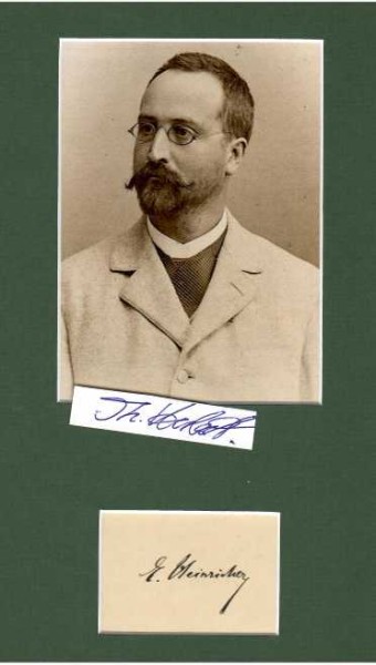 EMIL HEINRICHER (1856-1934) Professor Dr., österreichischer Botaniker. Er beschäftigte sich hauptsächlich mit parasitischen Samenpflanzen, besonders der Schuppenwurzen und den Misteln. Daneben publizierte er aber auch allgemeine Beiträge zur Entwicklungsgeschichte, Anatomie, Morphologie und Physiologie der parasitischen Angiospermen und zur Teratologie. Sein offizielles botanisches Autorenkürzel lautet „Heinr.“