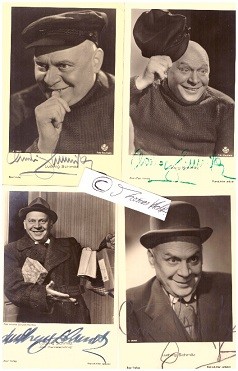 LUDWIG SCHMITZ (1884-1954) Kölner Komiker, u.a. 1934: Peer Gynt1937: Urlaub auf Ehrenwort, 1938: Der Maulkorb, 1939–1940: Tran und Helle (47 Kurzfilme), 1939: Hurra! Ich bin Papa!, 1952: Pension Schöller