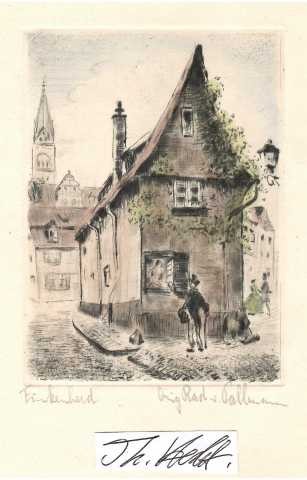 KURT PALLMANN (1886-1952) Dr.phil., deutscher Maler und Grafiker aus Berlin. der Kunstgeschichte an der Universität Berlin sowie Architektur an der Technischen Hochschule Berlin studierte und später Schüler der Unterrichtsanstalt des Kunstgewerbemuseums Berlin und Atelierschüler bei Hermann Gessner war. Er malte auch viele Motive in Anhalt (Zerbst und Dessau)
