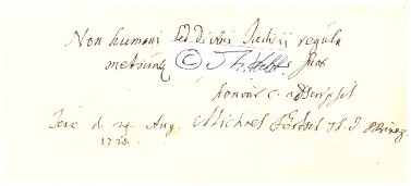 MICHAEL FÖRTSCH (auch: Foertsch, Foertschius, 1654-1724) deutscher lutherischer Theologe, Professor Dr.theol. in Gießen, Tübingen und Jena, Hofprediger und Kirchenrat, 1720 Rektor der Salana