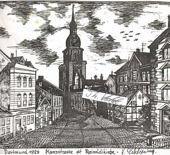 KLEMENS SCHLIESING (1914-84) deutscher Künstler, Zeichner aus Dortmund, bekannt als Weltmeister der Filzstiftmalerei
