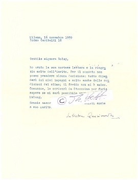 SALVATORE QUASIMODO (1901-68) italienischer Lyriker und Kritiker. 1959 wurde ihm der Nobelpreis für Literatur verliehen.