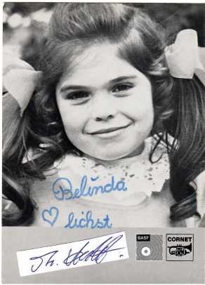 BELINDA (Daten unbekannt) deutsche Schlagersängerin (Wat e Glöck; Mir han em letzte Fröhjahr unser Hüsje renoviert) / Kinderstar-Copy