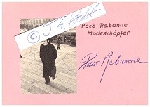 PACO RABANNE (1934-2023) spanisch- französischer Modeschöpfer, der als erster Designer Materialien wie Aluminium oder Kunststoffe benutzte & Weltuntergangsprophet