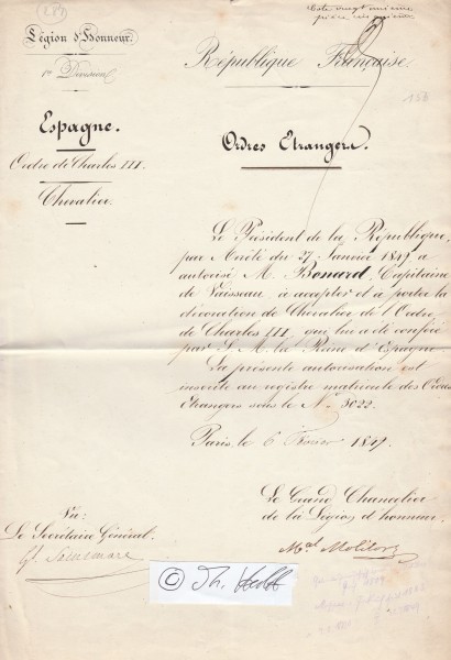 GABRIEL JEAN JOSEPH MOLITOR (1770-1849) Comte, französischer General, Marschall und Pair von Frankreich. 1849 von Napoleon III. zum Großkanzler der Ehrenlegion ernannt.