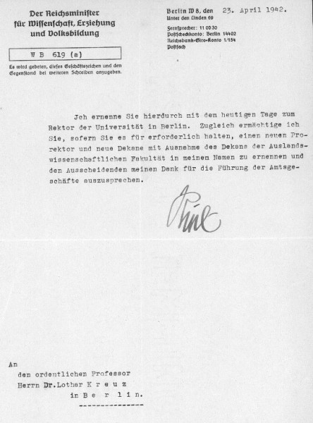 BERNHARD RUST (1883-1945 SM) deutscher REICHSMINISTER und GAULEITER