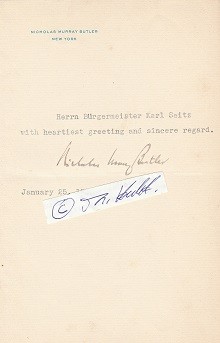 NICHOLAS MURRAY BUTLER (1862-1947) US-amerikanischer Philosoph und Publizist. Er bekam 1931 gemeinsam mit Jane Addams den Friedensnobelpreis für seinen Einsatz für den Briand-Kellogg-Pakt