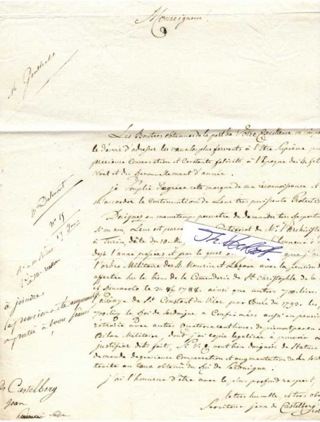 JEAN DE CASTELBERG (Johann Anton von Castelberg, 1751–1819) Offizier / Oberst in piemontischen und sardischen Diensten (DISENTISER LINIE) aus Graubündner Adelsfamilie von Castelberg (Chastelberg, Kastelberg), 1817 GENERALMAJOR