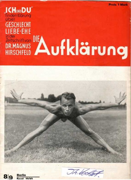 DIE AUFKLÄRUNG (deutsche Zeitschrift/ german paper, Monatsschrift für Sexual- und Lebensreform, begründet von San.Rat. Dr. Magnus Hirschfeld)