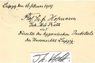 FRANZ HOFMANN (Franz Adolf Hofmann, 1843-1920) Professor Dr.med., deutscher Mediziner, Professor für pathologische Chemie sowie für experimentelle Hygiene und Direktor des hygienischen Instituts der Universität Leipzig, Geheimer Medizinalrat und Ministerialdirektor des Reichsgesundheitsamtes / german doctor and bacteriologist