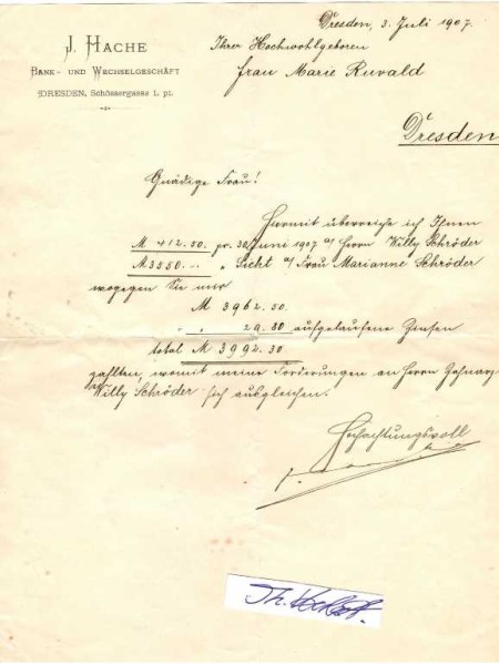 J. HACHE Bank- und Wechselgeschäft in Dresden, um 1900