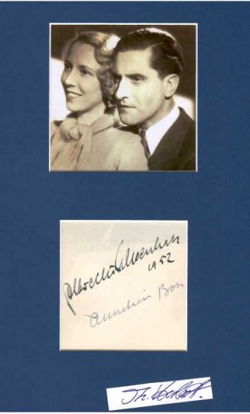 ALBRECHT SCHOENHALS (1888-1978) Dr.med., deutscher Arzt und Schauspieler & ANNELIESE BORN (1901-89) deutsche Schauspielerin, seine Frau