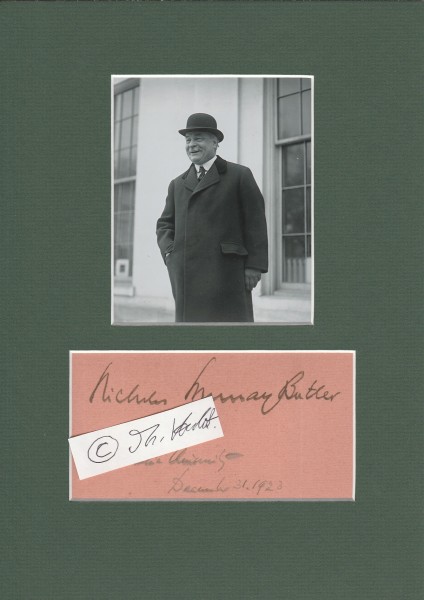 NICHOLAS MURRAY BUTLER (1862-1947) US-amerikanischer Philosoph und Publizist. Er bekam 1931 gemeinsam mit Jane Addams den Friedensnobelpreis für seinen Einsatz für den Briand-Kellogg-Pakt