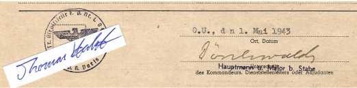 DÖRREWALD / DÖNERWALD (?, Daten unbekannt) deutscher Luftwaffenoffizier im Zweiten Weltkrieg, Hauptmann und Major beim Stabe