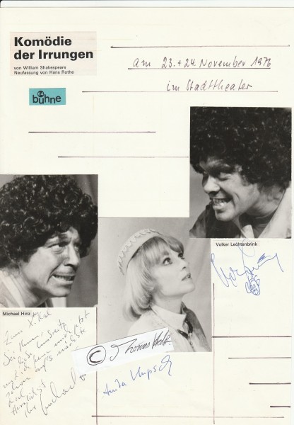 MICHAEL HINZ (1939-2008) deutscher Schauspieler, 1959 hatte er in dem preisgekrönten Anti-Kriegsfilm Die Brücke seine erste Filmrolle, mit den Schauspielerinnen Ingrid van Bergen und Viktoria Brams verheiratet