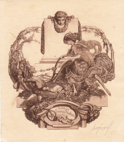 FRANZ VON BAYROS (auch bekannt als Marquis de Bayros, 1866-1924) österreichischer Grafiker, Illustrator und Maler des Fin de siècle. Er veröffentlichte seine Werke auch unter dem Pseudonym Choisy Le Conin. Häufig wird Bayros mit Aubrey Beardsley und Félicien Rops, den beiden anderen großen Erotomanen, verglichen. Bayros ist bekannt für seine erotischen, galant verspielten Exlibris, die er aus Kostengründen fast ausschließlich als Heliogravüre auf den Markt brachte. Ärger mit den Zensurbehörden ist vorprogrammiert. 1911 muß er München verlassen und übersiedelt nach Wien.