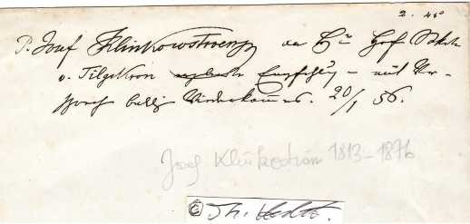 JOSEPH VON KLINKOWSTROEM (Josef von Klinkowstroem, 1813-76) Jesuitenmissionar, seine Predigten in Wien veranlassten den Kaiser, den Wunsch zu äußern, ihn zu sehen. Das Ergebnis des Interviews war die Gründung einer Jesuitengemeinschaft in Wien