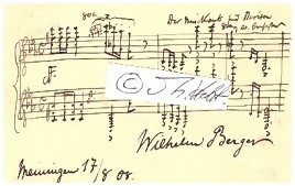 WILHELM BERGER (1861-1911) deutscher Komponist, Pianist und Dirigent, Dirigent der Berliner Musikalischen Gesellschaft, Professor und Mitglied der Königlichen Akademie der Künste, Hofkapellmeister in Meiningen