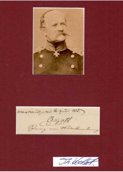 AUGUST VON WÜRTTEMBERG (1813-85) PRINZ, preußischer Generaloberst der Kavallerie im Rang eines Generalfeldmarschall, kommandierender General des Gardekorps, Pour le Merite mit Eichenlaub, Brillianten zum Schwarzen Adlerorden