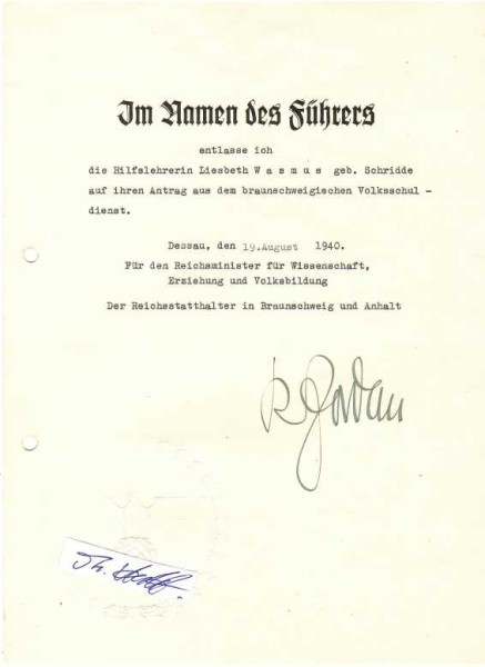 RUDOLF JORDAN (1902-88) Gauleiter von Magdeburg-Anhalt / Reichsstatthalter, SA-Obergruppenführer