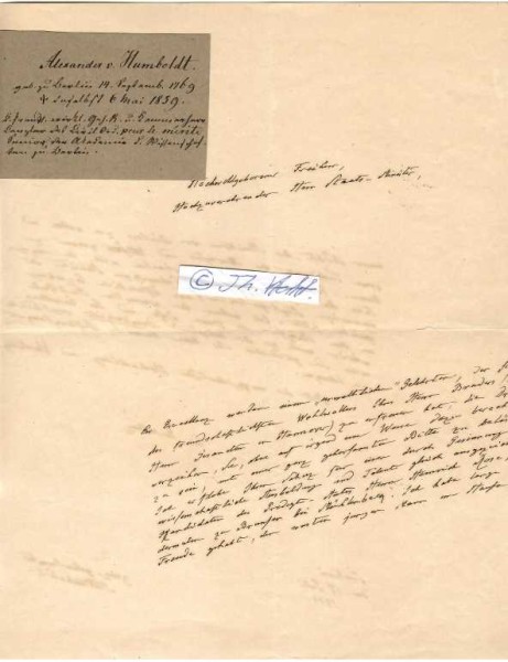 ALEXANDER VON HUMBOLDT (1769-1859) Professor Dr., deutscher Forschungsreisender und Universalgelehrter, Mitbegründer der Geographie als empirischer Wissenschaft