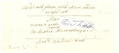 JOHANN JUSTUS RAVENSBERG (1720-54) Dr., deutscher Jurist / Rechtswissenschaftler
