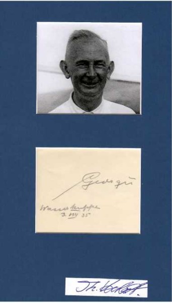 WALTER GEORGII (1888-1968) deutscher Meteorologe und Pionier der Segelflugforschung, 1926 außerordentlicher Professor für Flugmeteorologie an der Technische Hochschule Darmstadt, gleichzeitig übernahm er die Leitung des Forschungsinstituts der Rhön-Rossitten-Gesellschaft (RRG), das 1933 in Deutsches Forschungsinstitut für Segelflug und 1937 in Deutsche Forschungsanstalt für Segelflug (DFS) umbenannt wurde