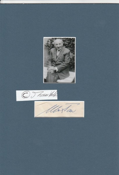 MAX TAU (1897-1976) deutsch-norwegischer Schriftsteller, Lektor und Verleger; 1938 nach Oslo emigriert / erhielt für sein Werk im Dienst von Humanität und Völkerverständigung 1950 als Erster den Friedenspreis des Deutschen Buchhandels