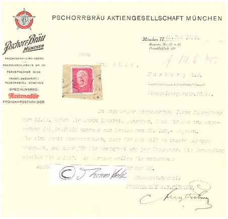 AUGUST PSCHORR (1862-1935) Geheimer königlich-bayerischer Kommerzienrat und Generaldirektor der Pschorrbräu AG Bierbrauerei in München (HACKER-PSCHORR), k.u.k. Hoflieferant, u.a. Ritterkreuz I. Klasse des Ordens vom Zähringer Löwen, Verdienstorden vom Heiligen Michael IV. Klasse mit der Krone, Prinzregent Luitpold-Medaille in Silber sowie das Verdienstkreuz für Kriegshilfe