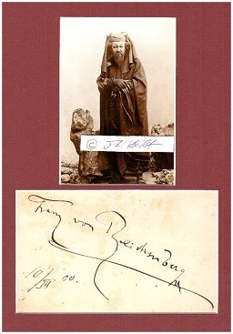 FRANZ VON REICHENBERG (1855-1905) österreichischer Opernsänger der Stimmlage Bass. Er war 1876 bei den Bayreuther Festspielen und ab 1884 an der Wiener Hofoper engagiert. Er übernahm 1892 in der Uraufführung von Ritter Pásmán, der einzigen Oper von Johann Strauss, die Titelpartie.