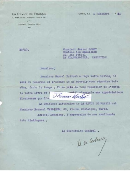 HORACE DE CARBUCCIA (1891-1975) französischer Politiker, Journalist, Schriftsteller und Verleger / homme politique, journaliste, écrivain et éditeur français