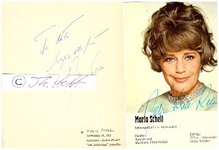 MARIA SCHELL (1926-2005) österreichisch-schweizerische Schauspielerin, Spitzname „Seelchen“ (little soul), erste Hauptrolle 1948 in Der Engel mit der Posaune, 1958: Die Brüder Karamasow (The Brothers Karamazov), 1960: Cimarron, 1974: Die Akte Odessa (The Odessa File), 1978: Superman