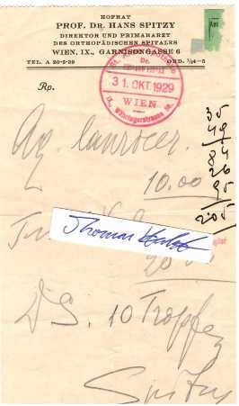 HANS SPITZY (1872-1956) Professor Dr.med., österreichischer Arzt auf dem Gebiet der Orthopädie. Zudem wurde er durch seine Arbeiten auf dem Gebiet der körperlichen Erziehung, besonders des Kleinkinds bekannt.