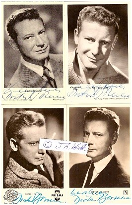 DIETER BORSCHE (1909-82) deutscher Theater- und Filmschauspieler, spielte u.a. in dem Edgar-Wallace-Film Die toten Augen von London und in dem Durbridge-Sechsteiler Das Halstuch, auch in der britisch-deutschen Fernsehserie Paul Temple