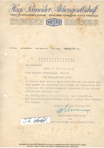 GEORG MUMME (1892- ?) Dr.rer.pol., zuerst Kampfflieger, 1934 Leiter der Rechtsabteilung in der NSDAP-Reichsleitung, Vorstand und Betriebsführer der Hugo Schneider AG (HASAG) in Leipzig, stellv. Vorsitzender des Aufsichtsrates der Glashüttenwerke AG Holzminden. Mumme war mit Joseph Goebbels Jugendliebe Anka Stahlherm verheiratet.