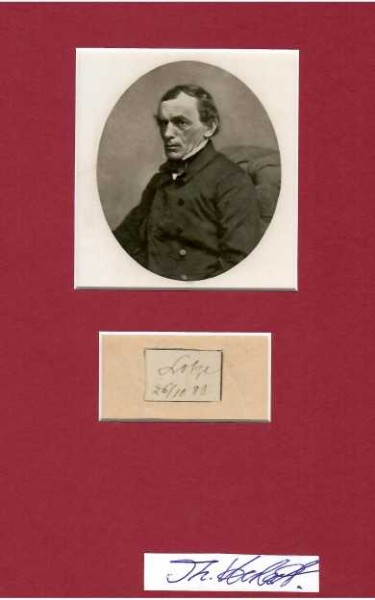 HERMANN LOTZE (Rudolf Hermann Lotze, 1817-81) Professor Dr.med.phil., deutscher Mediziner und Philosoph. Er war im 19. Jahrhundert eine der zentralen Persönlichkeiten der akademischen Philosophie und gehörte bis in die 1920er Jahre zu den bekanntesten und meist diskutierten Philosophen weltweit.